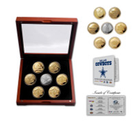  Dallas Cowboys 5-Time Super Bowl Champions 6 Gold Coin and Silver Coin Set w/Case LE 1000
