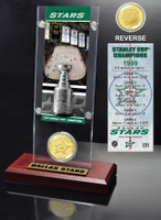 Dallas Stars Stanley Cup Champions Ticket and Bronze Coin Acrylic Display