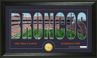 Denver Broncos Silhouette Bronze Coin Panoramic Photo Mint