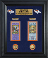 Denver Broncos Super Bowl Ticket and Game Coin Collection Framed