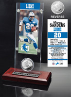 Barry Sanders Ticket & Minted Coin Acrylic Desk Top