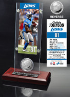 Calvin Johnson Ticket & Minted Coin Acrylic Desk Top