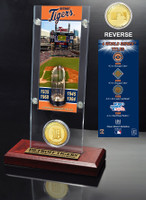 Detroit Tigers World Series Ticket & Bronze Coin Acrylic Desk Top