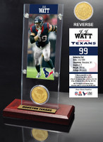 J.J. Watt Ticket & Bronze Coin Acrylic Desk Top