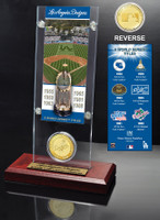 Los Anges Dodgers World Series Ticket & Bronze Coin Acrylic Desk Top