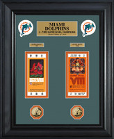 Miami Dolphins Super Bowl Ticket and Game Coin Collection Framed