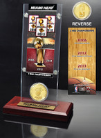 Miami Heat 3-Time NBA Champions Ticket & Bronze Coin Acrylic Desk Top
