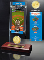 Miami Marlins World Series Ticket & Bronze Coin Acrylic Desktop