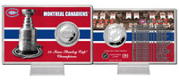 Montreal Canadians Stanley Cup History Silver Coin Card