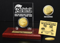   New England Patriots 4-time Super Bowl Champions Gold Coin Etched Acrylic