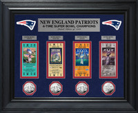   New England Patriots 4-time Super Bowl Champions Deluxe Silver Coin & Ticket Collection