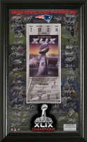   New England Patriots Super Bowl XLIX Champions Signature Ticket Framed LE