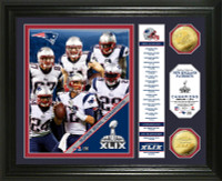     New England Patriots Super Bowl XLIX Champions Banner Gold Coin Photo Mint