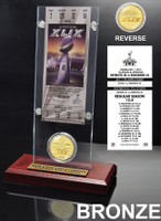 New England Patriots Super BowlxLIX Champions Ticket & Bronze Coin Acrylic Desk Top