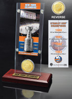New York Islanders 5x Stanley Cup Champions Ticket and Bronze Coin Acrylic Display
