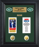 New York Jets Super Bowl Ticket and Game Coin Collection Framed