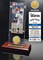Tom Seaver Hall of Fame Ticket & Bronze Coin Acrylic Desk Top