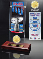 New York Rangers 4x Stanley Cup Champions Ticket and Bronze Coin Acrylic Display