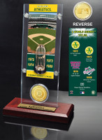 Oakland Athletics World Series Ticket & Bronze Coin Acrylic Desk Top