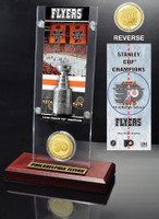 Philadelphia Flyers 2x Stanley Cup Champions Ticket and Bronze Coin Acrylic Display