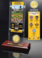 Pittsburgh Pirates World Series Ticket & Bronze Coin Acrylic Desk Top