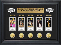 San Antonio Spurs 5 Time Champions Deluxe Gold Game Coin and Ticket Collection