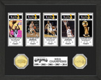 San Antonio Spurs 5 Time Champions Ticket Bronze Coin Ticket Collection