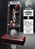 Tony Parker Ticket and Minted Coin Desktop Acrylic