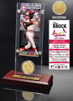 Lou Brock Hall of Fame Ticket & Bronze Coin Acrylic Desk Top