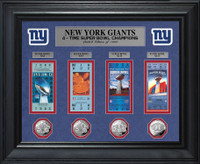 New York Giants Super Bowl Ticket and Game Coin Collection Framed