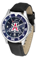 Arizona Wildcats Competitor Crimson AnoChrome Leather Watch with Colored Bezel (Men's or Women's)