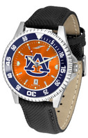 Auburn Tigers Competitor Crimson AnoChrome Leather Watch with Colored Bezel (Men's or Women's)