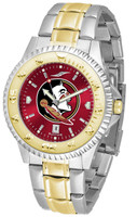 Florida State Seminoles Competitor 2-Tone 23k Gold AnoChrome Stainless Steel Watch - Red Dial (Men's or Women's)