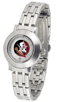 Florida State Seminoles Ladies Silver Stainless Steel Dynasty Watch - White Dial