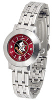 Florida State Seminoles Ladies Silver Stainless Steel Dynasty AnoChrome - Red Dial
