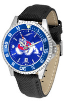 Fresno State Bulldogs Competitor Leather AnoChrome Leather Watch - Color Dial w/Colored Bezel (Men's or Women's)
