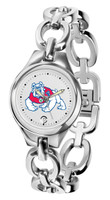 Fresno State Bulldogs Ladies Silver Eclipse Link Watch - White Dial