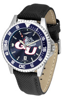 Gonzaga Bulldogs Competitor Leather AnoChrome Leather Watch - BlueDial w/Colored Bezel (Men's or Women's)