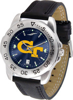 Georgia Tech Yellow Jackets Sport Leather AnoChrome Watch Red Dial (Men's or Women's)