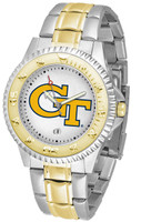 Georgia Tech Yellow Jackets Competitor 2-Tone 23k Gold Stainless Steel Watch - White Dial (Men's or Women's)