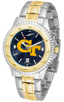 Georgia Tech Yellow Jackets Competitor 2-Tone 23k Gold AnoChrome Stainless Steel Watch - Red Dial (Men's or Women's)