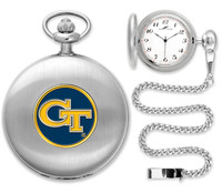 Georgia Tech Yellow Jackets Silver Pocket Watch w/Chian