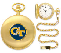 Georgia Tech Yellow Jackets Gold Pocket Watch w/Chain