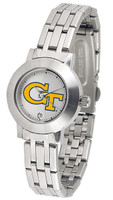 Georgia Tech Yellow Jackets Ladies Silver Stainless Steel Dynasty Watch - White Dial