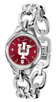 Indiana Hoosiers Ladies Silver Eclipse Link AnoChrome Watch - Red Dial