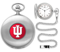 Indiana Hoosiers Silver Pocket Watch w/Chian