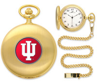 Indiana Hoosiers Gold Pocket Watch w/Chain
