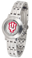 Indiana Hoosiers Ladies Silver Stainless Steel Dynasty Watch - White Dial