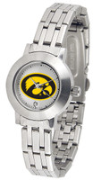Iowa Hawkeyes Ladies Silver Stainless Steel Dynasty Watch - White Dial
