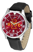 Iowa State Cyclones Competitor Leather AnoChrome Leather Watch - Red Dial w/Colored Bezel (Men's or Women's)